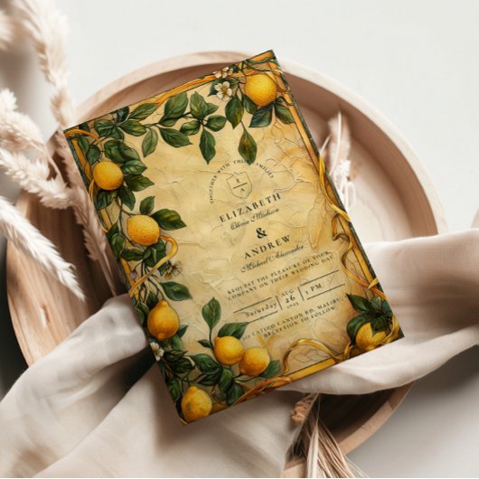 Invitation Tuscan Citrus Floral Wedding