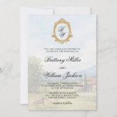 Invitation Tuscan Countryside Landscape Monogram Wedding  (Devant)