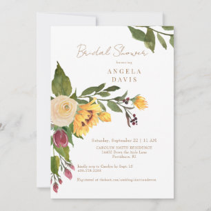 Invitation Tuscan Golden Sunflower Floral Bridal Shower