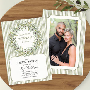 Invitation Tuscan Olive Green Stripe Bridal Shower