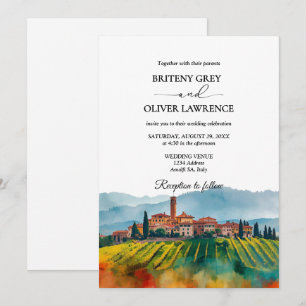 Invitation TUSCANY Italie Aquarelle Skyline Mariage photo