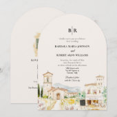 Invitation Tuscany Italy Arched Destination Wedding (Devant / Derrière)
