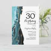 Invitation Tutrquoise Agate Blanc Or 30e anniversaire (Debout devant)