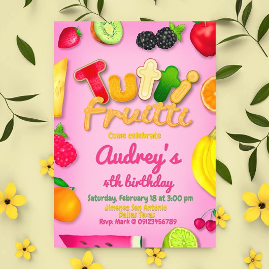 Invitation Tutti Fruitti - Fruits Anniversaire