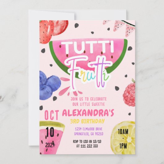 Invitation Tutti Frutti Fruit 1er 3e 4e 6e 7e 8e 9e (Devant)