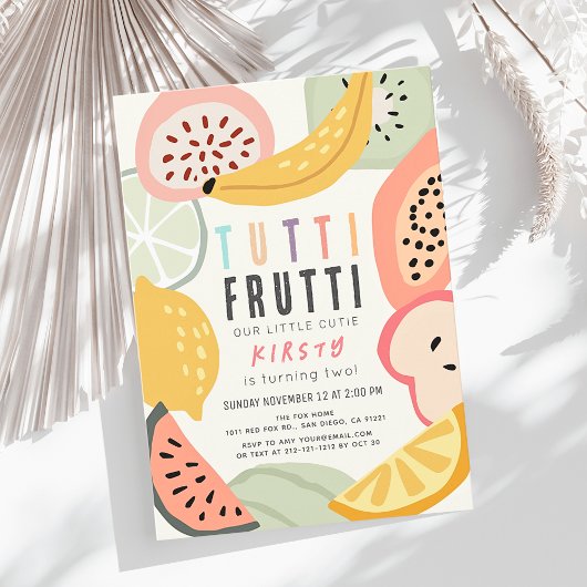 Invitation Tutti Frutti Fruit coloré 2e anniversaire