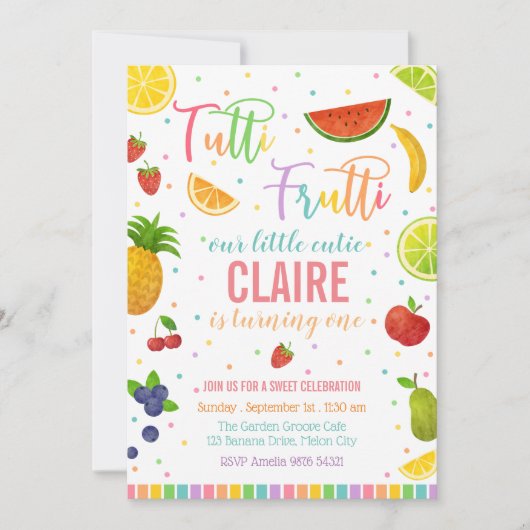 Invitation Tutti Frutti | Fruit Fête Anniversaire (Devant)