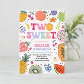 Invitation Tutti Frutti Tropical Summer Two Sweet Birthday (Debout devant)