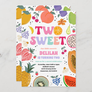 Invitation Tutti Frutti Tropical Summer Two Sweet Birthday