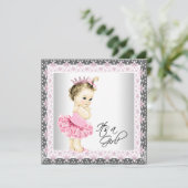 Invitation Tutu Baby Girl Ballerina Douche (Debout devant)