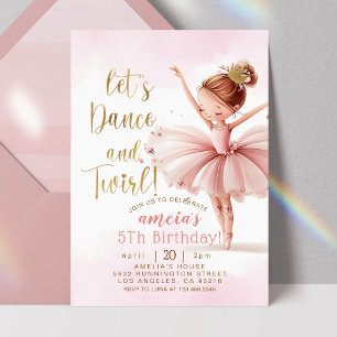 Invitation Tutu Ballerina Ballet Danseuse Fille Anniversaire