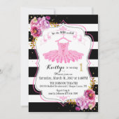 Invitation Tutu Ballerina Éperche florale Premier anniversair (Devant)