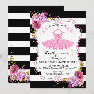 Invitation Tutu Ballerina Éperche florale Premier anniversair