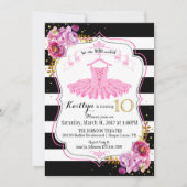 Invitation Tutu Ballerina Étincelle Florale Dixième anniversa (Devant)