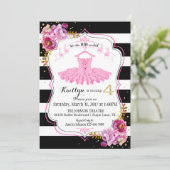 Invitation Tutu Ballerina Floral Sparkle Quatrième anniversai (Debout devant)