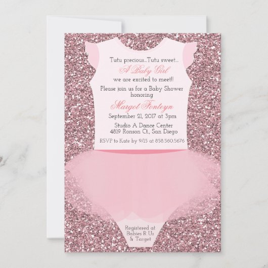 Invitation Tutu Ballerina Parties scintillant Baby shower Inv (Devant)