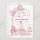Invitation Tutu Cute Ballerina Coquette rose Deuxième anniver (Devant)