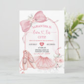 Invitation Tutu Cute Ballerina Pink Coquette Second Birthday (Debout devant)
