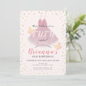 Invitation Tutu Cute Ballerina Rose & Gold Girl 2e anniversai (Debout devant)
