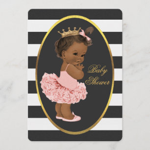 Invitation Tutu Cute Ethnic Princess Black White Stripes