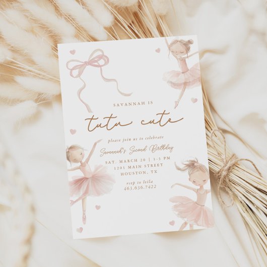 Invitation Tutu Cute Girls Second Ballerina Anniversaire