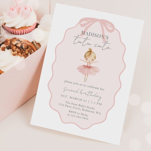 Invitation Tutu Cute Girls' Second Ballerina Birthday
