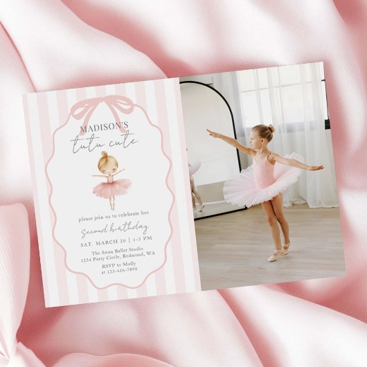 Invitation Tutu Cute Girls' Second Ballerina Birthday Photo
