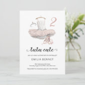 Invitation Tutu Cute Minimaliste Ballerina 2e anniversaire In (Debout devant)