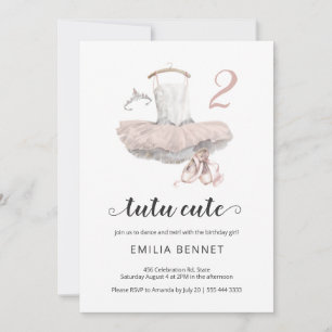 Invitation Tutu Cute Minimaliste Ballerina 2e anniversaire In