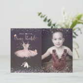 Invitation Tutu d'aquarelle rose et papillons Récital de dans (Debout devant)