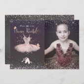 Invitation Tutu d'aquarelle rose et papillons Récital de dans (Devant / Derrière)