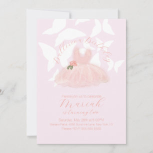 Invitation Tutu de ballerine Fille Anniversaire Papillons