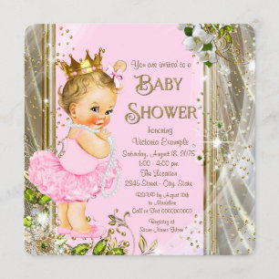 Invitation Tutu de Princesse en Or Rose Baby Shower