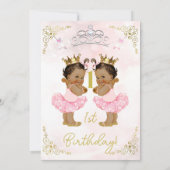 Invitation Tutu de princesse rose et couronne pour jumelles p (Dos)