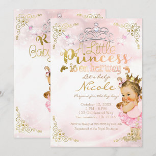 Invitation Tutu et couronne scintillante de princesse rose po