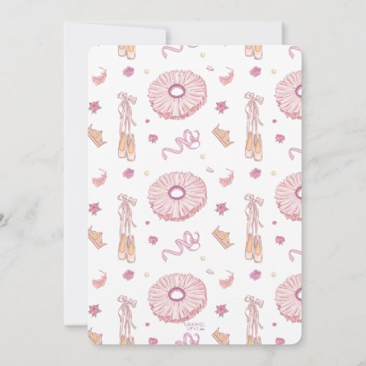 Invitation Tutu Excité Ballerina N'importe quel âge fête d'an (Dos)