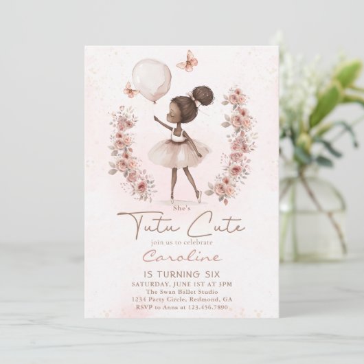 Invitation Tutu Mignon Ballerine Ballet Anniversaire (Debout devant)