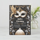 Invitation tutu noir or chic Masquerade 50e anniversaire (Debout devant)
