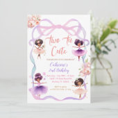 Invitation Tutu Purple Bow Deux à mignon 2e anniversaire (Debout devant)