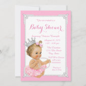 Invitation Tutu Rose Ballerina Pearl rose Bébé fille Douche (Dos)