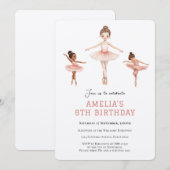 Invitation Tutu rose de ballet Petite danseuse - 6e anniversa (Devant / Derrière)