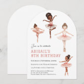 Invitation Tutu rose de ballet pour filles danseuses - 8e ann (Devant / Derrière)