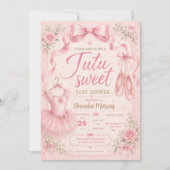 Invitation Tutu Rose Douce Fête de Naissance Petite Fille Dan (Devant)