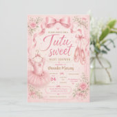 Invitation Tutu Rose Douce Fête de Naissance Petite Fille Dan (Debout devant)