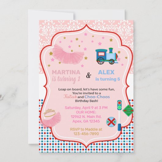 Invitation Tutus et entraîne l'invitation d'anniversaire des  (Devant)
