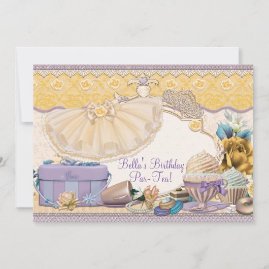 Invitation Tutus et Tea Party filles se dégustent (Dos)