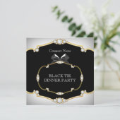 Invitation Tuxedo Black Cravate Diner Party White Gold 2 (Debout devant)