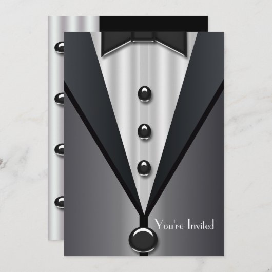 Invitation Tuxedo Black Cravate Formel Event (Devant / Derrière)