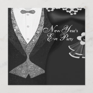 Invitation Tuxedo Black Dress Black Cravate Nouvel An