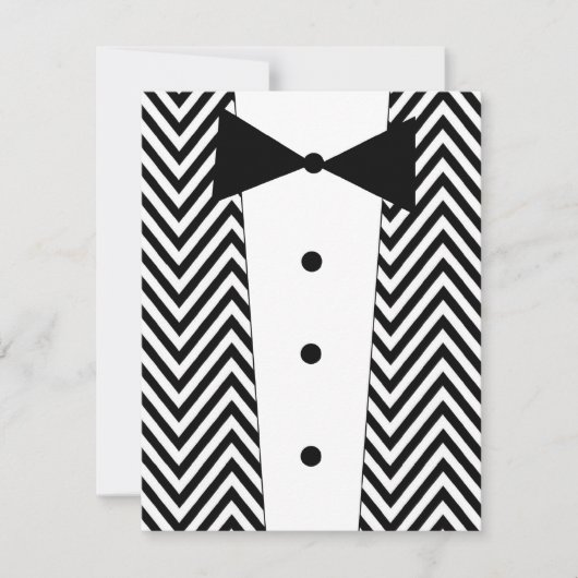 Invitation Tuxedo Chevron noir et blanc (Devant)
